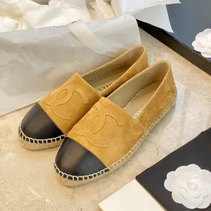 espadrilles dark beige suede black lambskin