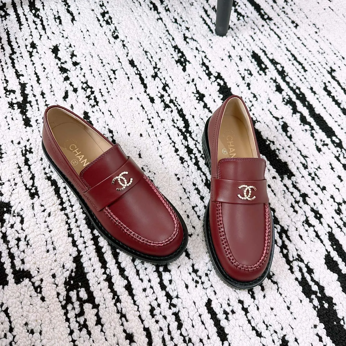 Excellent customer service Brown Moccasins CHANEL 144538 Red In Lambskin Extensive selection