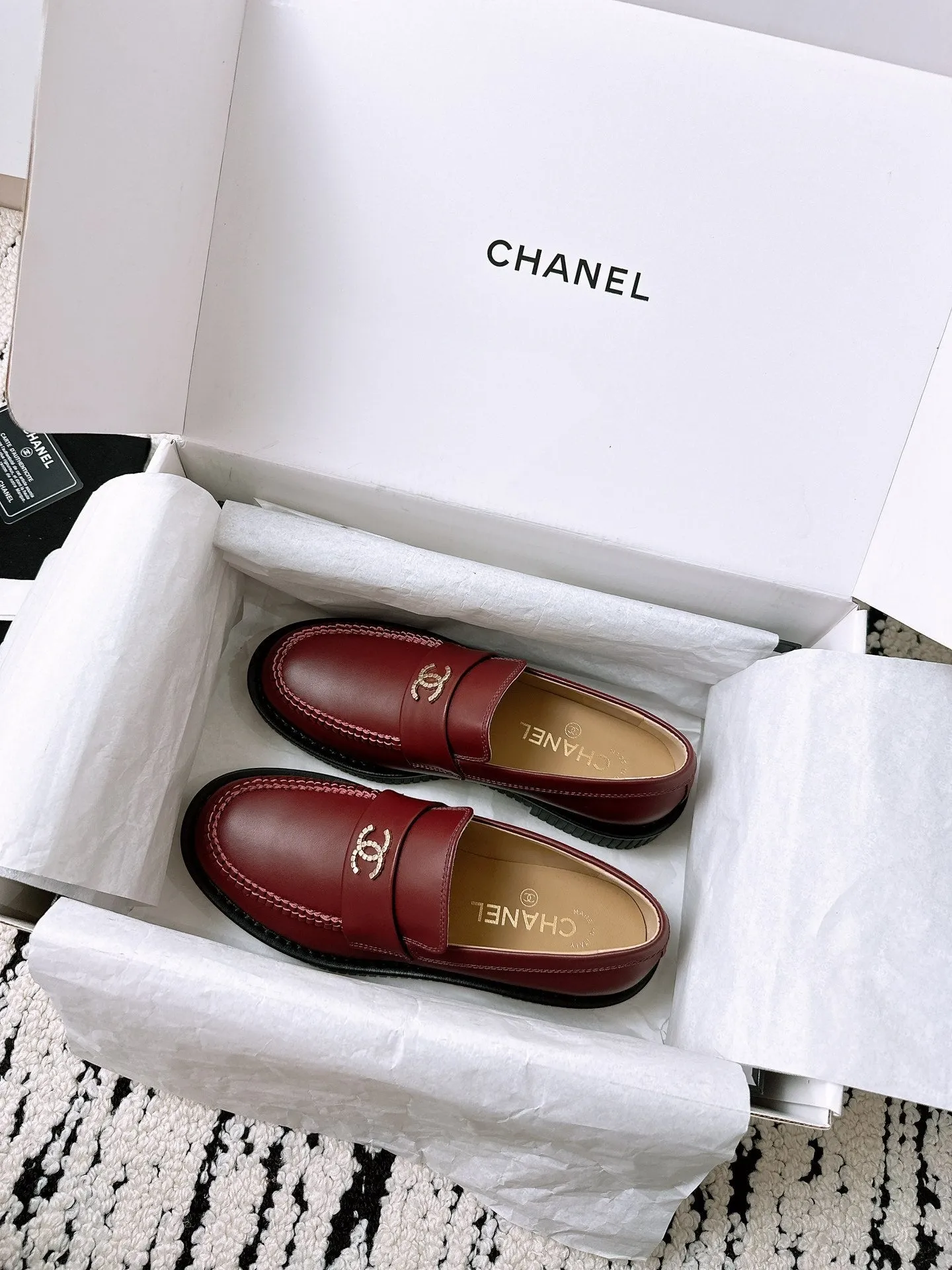 Excellent customer service Brown Moccasins CHANEL 144538 Red In Lambskin Extensive selection