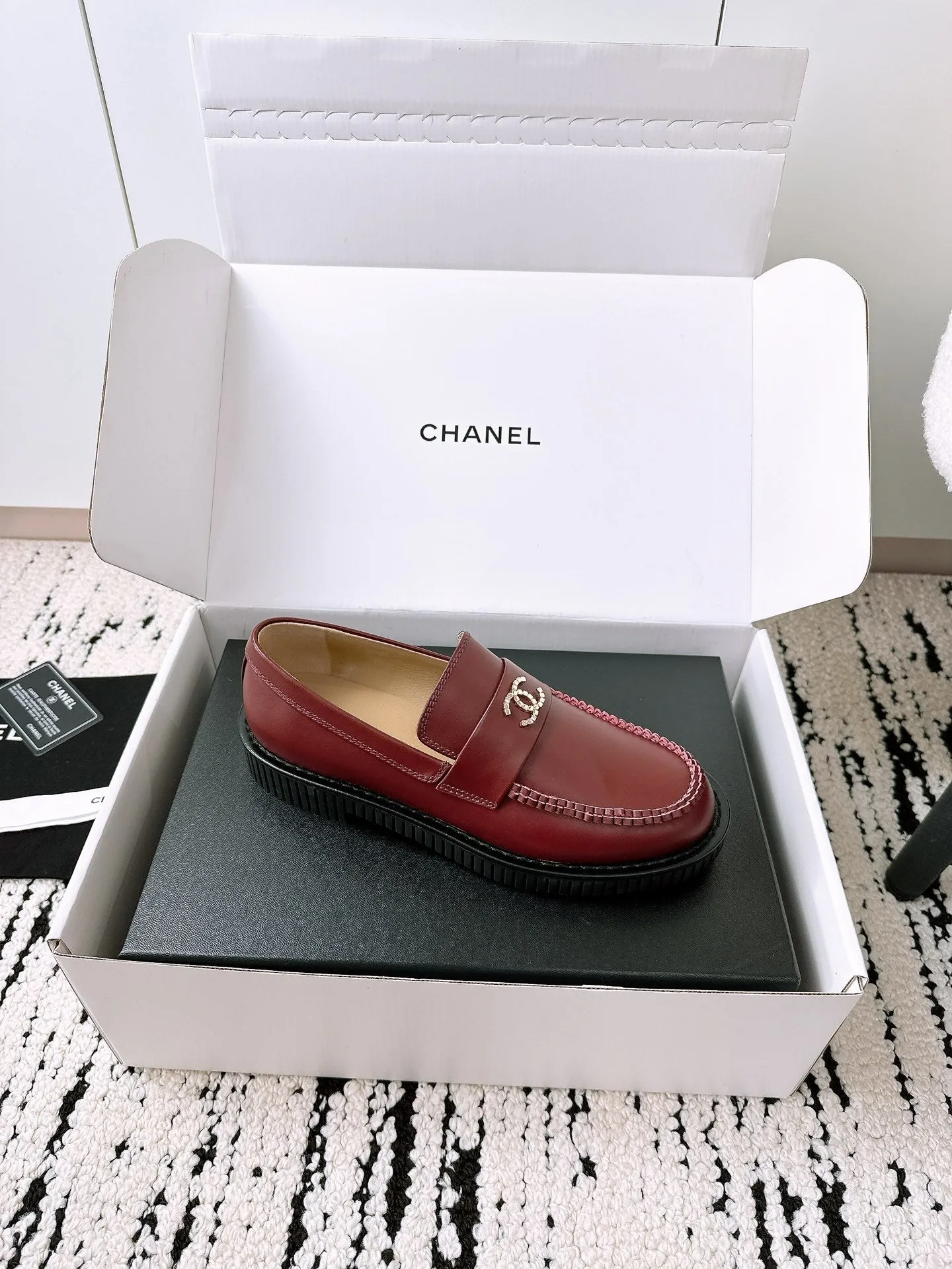 Excellent customer service Brown Moccasins CHANEL 144538 Red In Lambskin Extensive selection