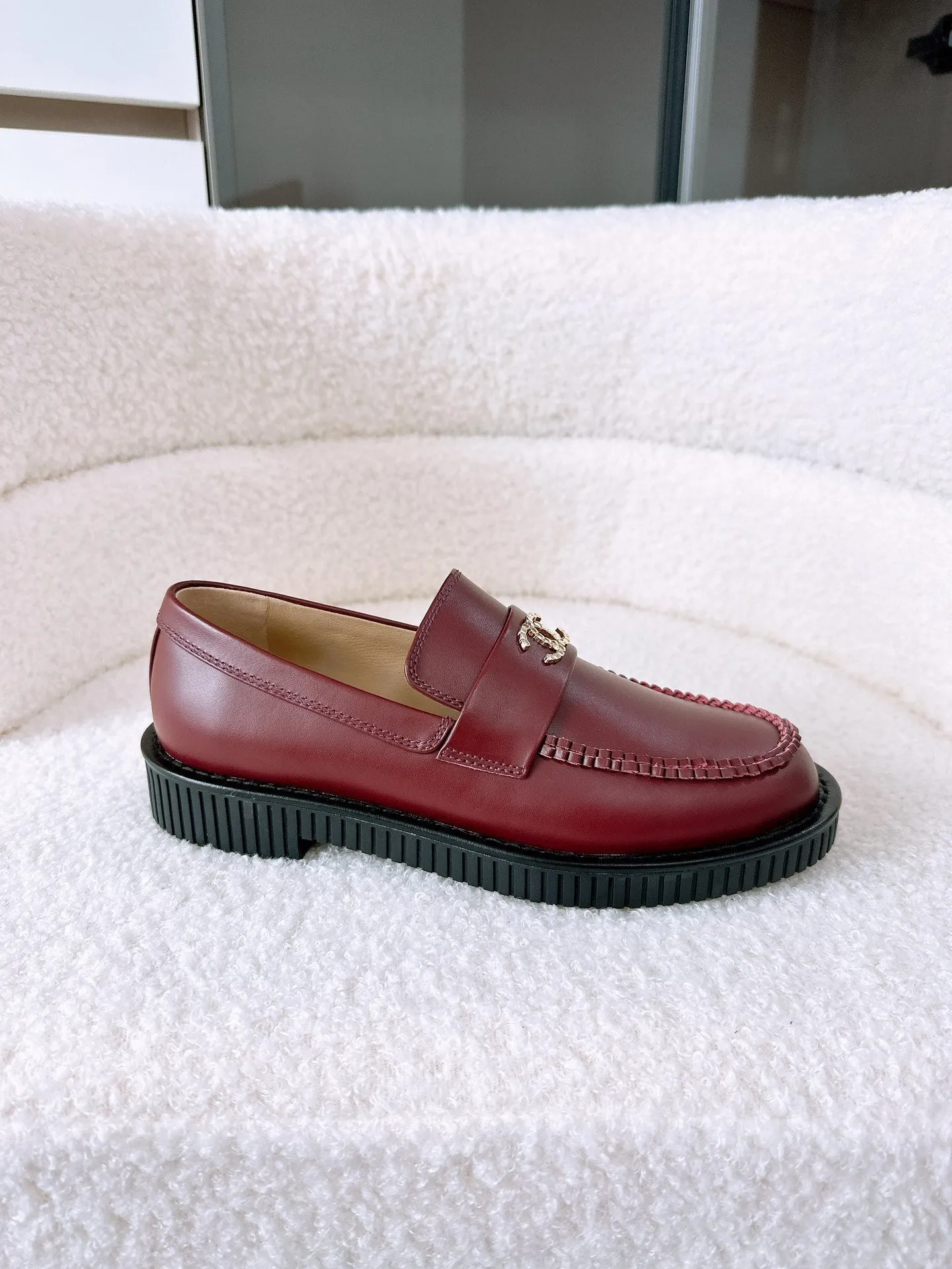 Excellent customer service Brown Moccasins CHANEL 144538 Red In Lambskin Extensive selection