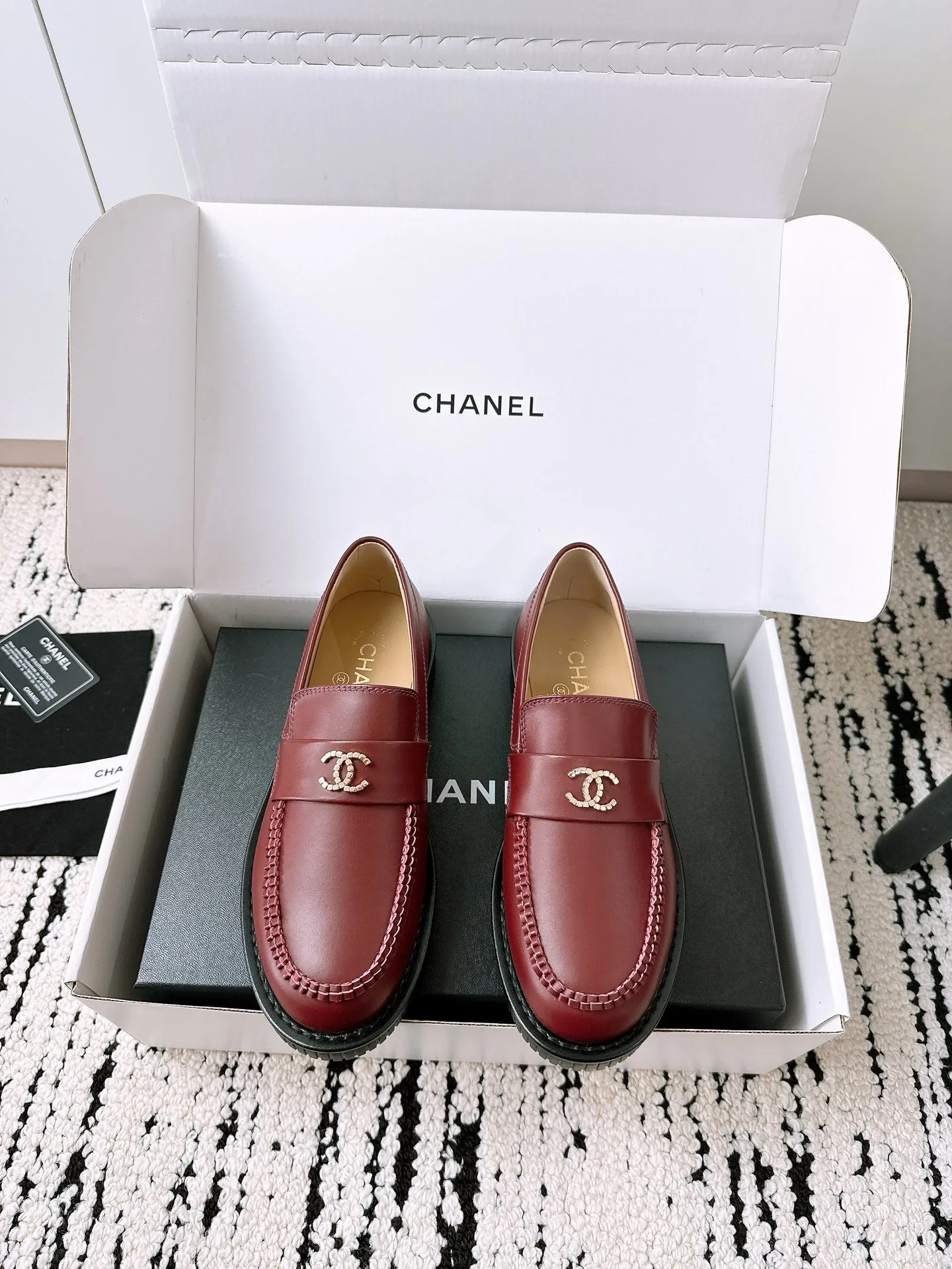 Excellent customer service Brown Moccasins CHANEL 144538 Red In Lambskin Extensive selection