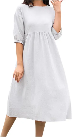Fall Dresses for Women Cotton Linen Causal Half Sleeve Crewneck Elastic Waist Solid Loose Fit Oversized Linen Dresses
