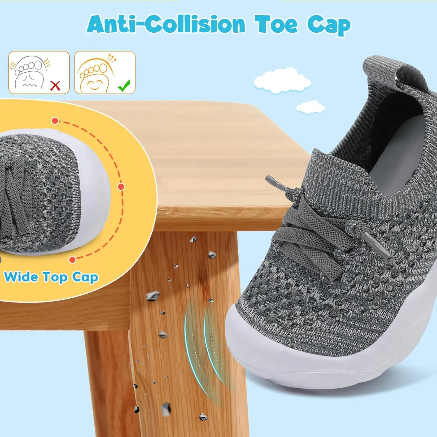 FEETCITY Toddler Sneakers Toddler Walking Shoes Boys Girls Toddler Tennis Shoes Lightweight Brethable Kids Slip On Shoes