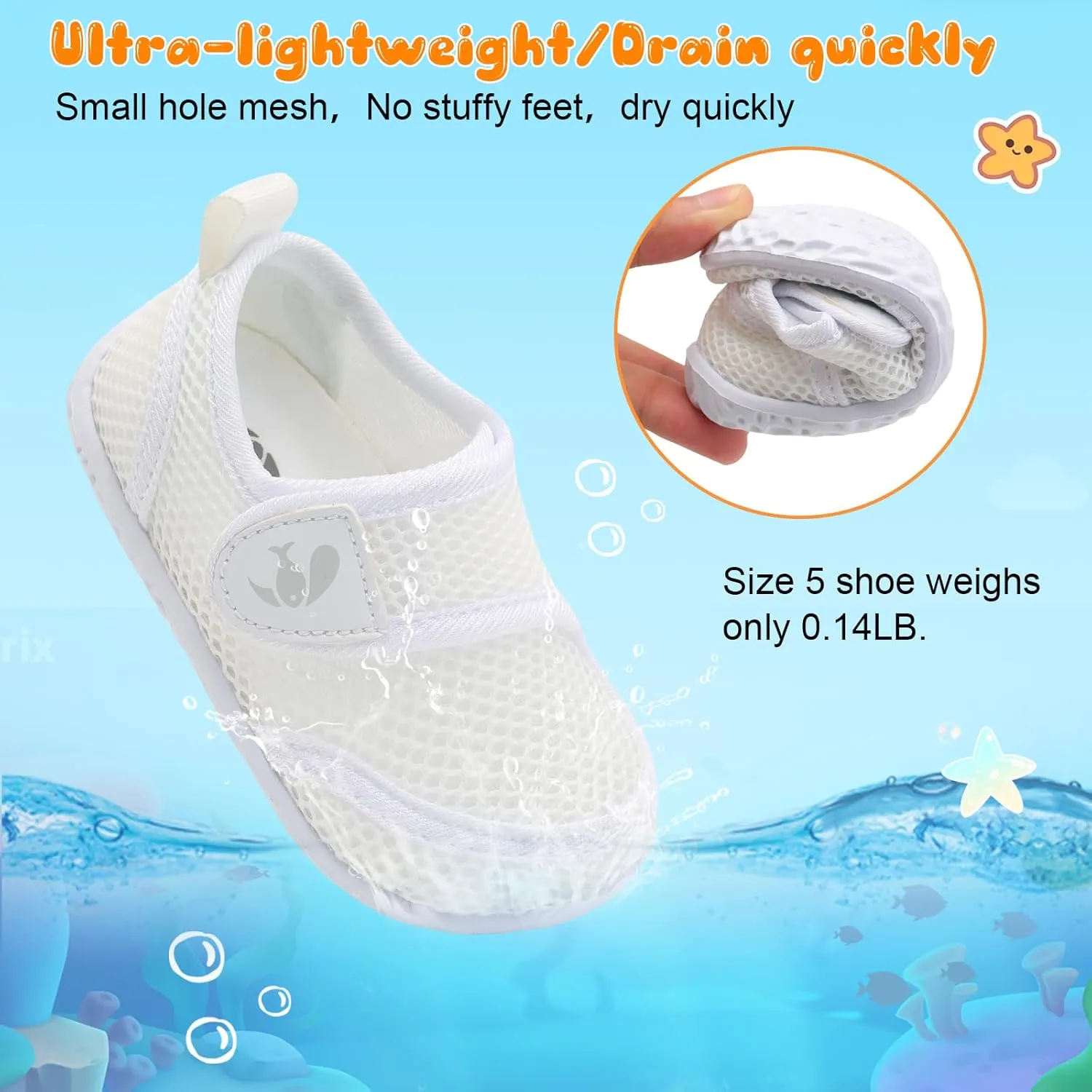 FEETCITY Toddler Water Shoes Boys Girls Swim Shoes Quick Dry Kids Aqua Socks Barefoot for Beach Swimming Pool