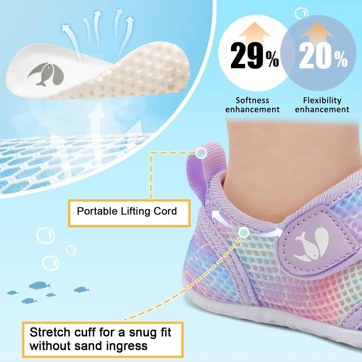 FEETCITY Toddler Water Shoes Boys Girls Swim Shoes Quick Dry Kids Aqua Socks Barefoot for Beach Swimming Pool