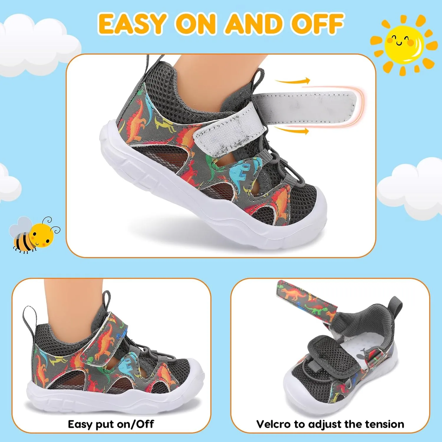 FEETCITY Wide Toddler Shoes Slip on Sneakers Boys Girls Toddler Tennis Shoes Sports Shoes Walking Shoes