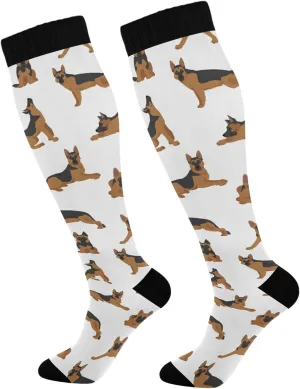 Fisyme German Shepherd Dogs Socks for Men Women, Warm Comfort Athletic Crew Running Hiking Cycling Compression Socks
