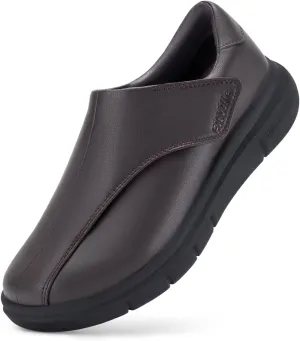 FitVille Diabetic Shoes for Men Dress Shoes Casual Slip On Oxfords Shoes Adjustable Business Formal Wedding Shoes Orthopedic Sneakers for Swollen Feet - EasyTop Deluxe Dress Shoes V1