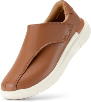 FitVille Diabetic Shoes for Men Dress Shoes Casual Slip On Oxfords Shoes Adjustable Business Formal Wedding Shoes Orthopedic Sneakers for Swollen Feet - EasyTop Deluxe Dress Shoes V1