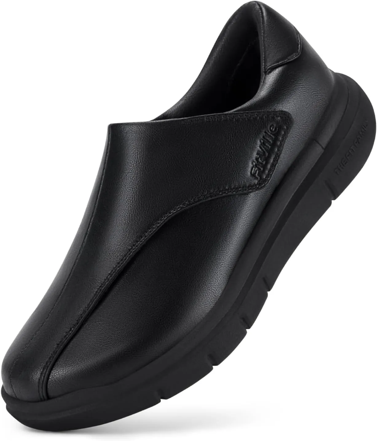 FitVille Diabetic Shoes for Men Dress Shoes Casual Slip On Oxfords Shoes Adjustable Business Formal Wedding Shoes Orthopedic Sneakers for Swollen Feet - EasyTop Deluxe Dress Shoes V1