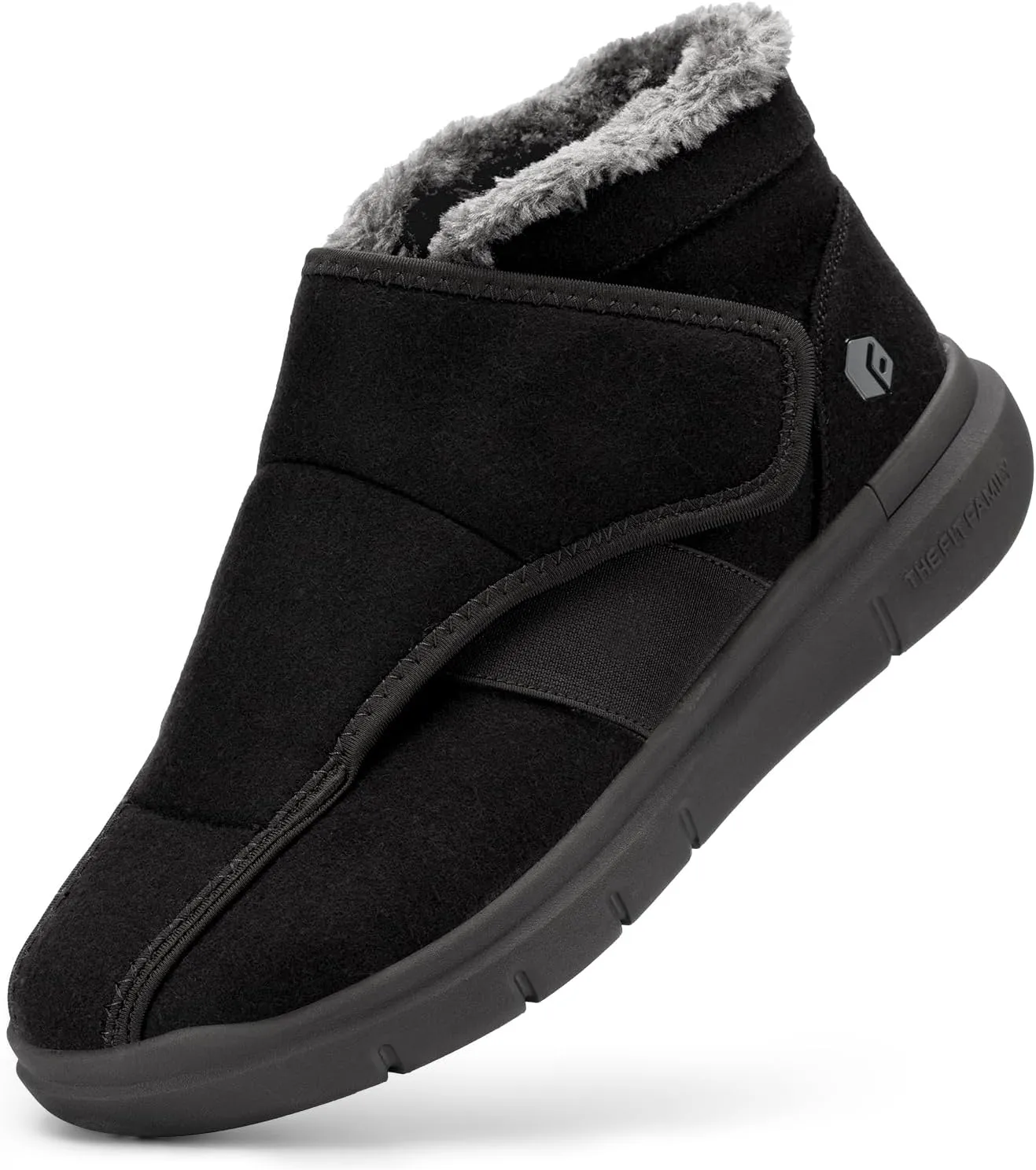 FitVille Diabetic Shoes for Women Wide Width Warm Slip-on Swollen Feet Shoes Boots Lightweight Adjustable Closure Walking Shoes for Elderly Foot Pain Relief Neuropathy