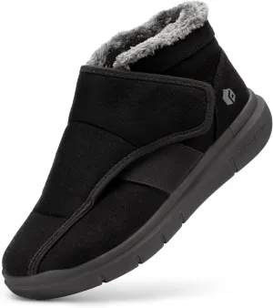 FitVille Diabetic Shoes for Women Wide Width Warm Slip-on Swollen Feet Shoes Boots Lightweight Adjustable Closure Walking Shoes for Elderly Foot Pain Relief Neuropathy