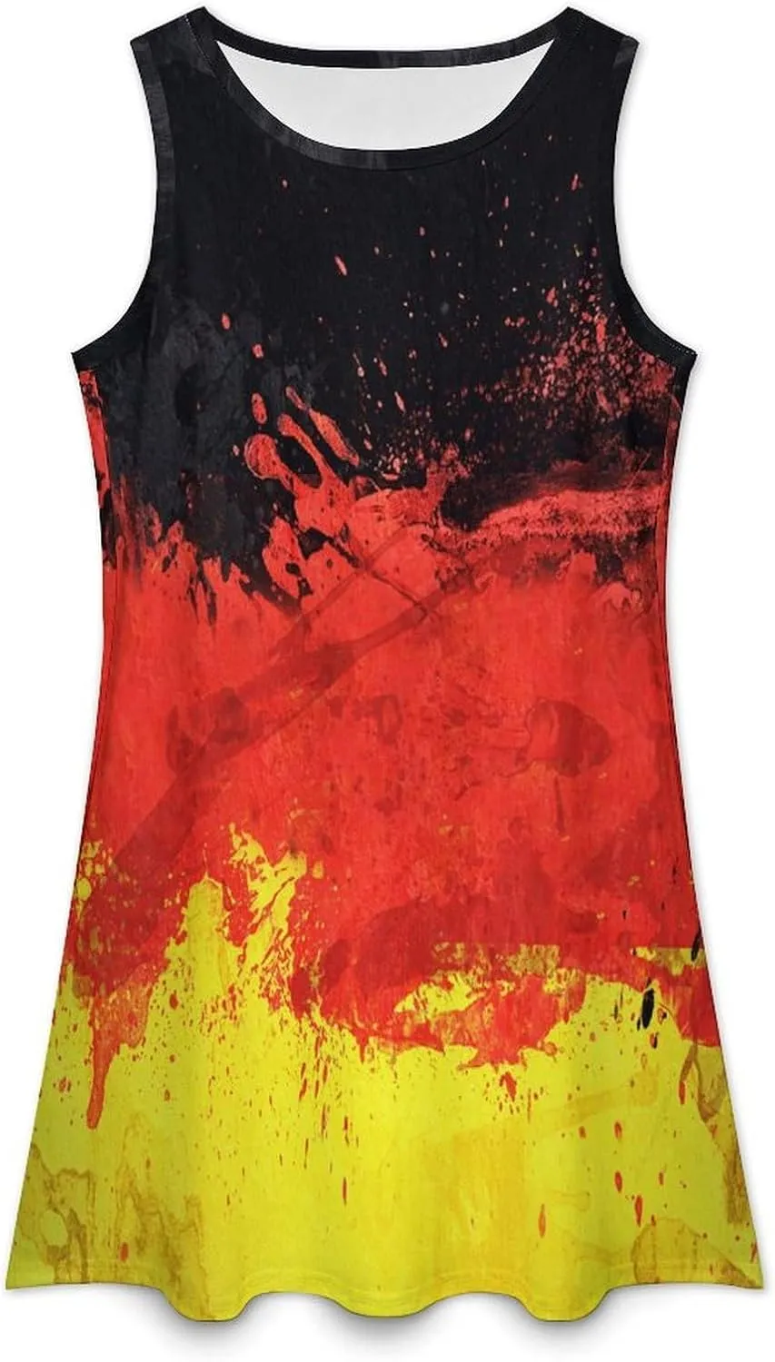 Flag of Germany Women's Summer Dress Sleeveless Casual Loose Beach Vacation Tank Sundress