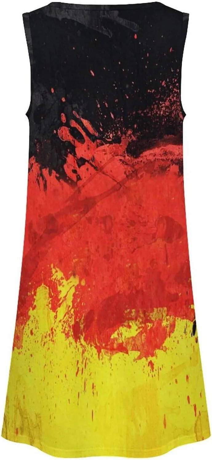 Flag of Germany Women's Summer Dress Sleeveless Casual Loose Beach Vacation Tank Sundress