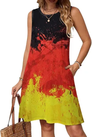Flag of Germany Women's Summer Dress Sleeveless Casual Loose Beach Vacation Tank Sundress
