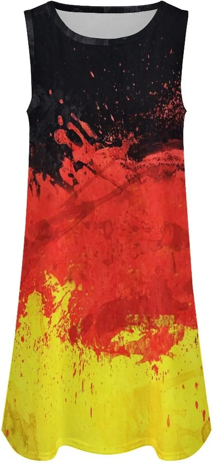 Flag of Germany Women's Summer Dress Sleeveless Casual Loose Beach Vacation Tank Sundress