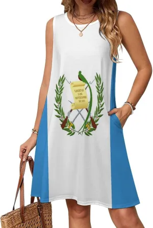 Flag of Guatemala Women's Summer Dress Sleeveless Casual Loose Beach Vacation Tank Sundress