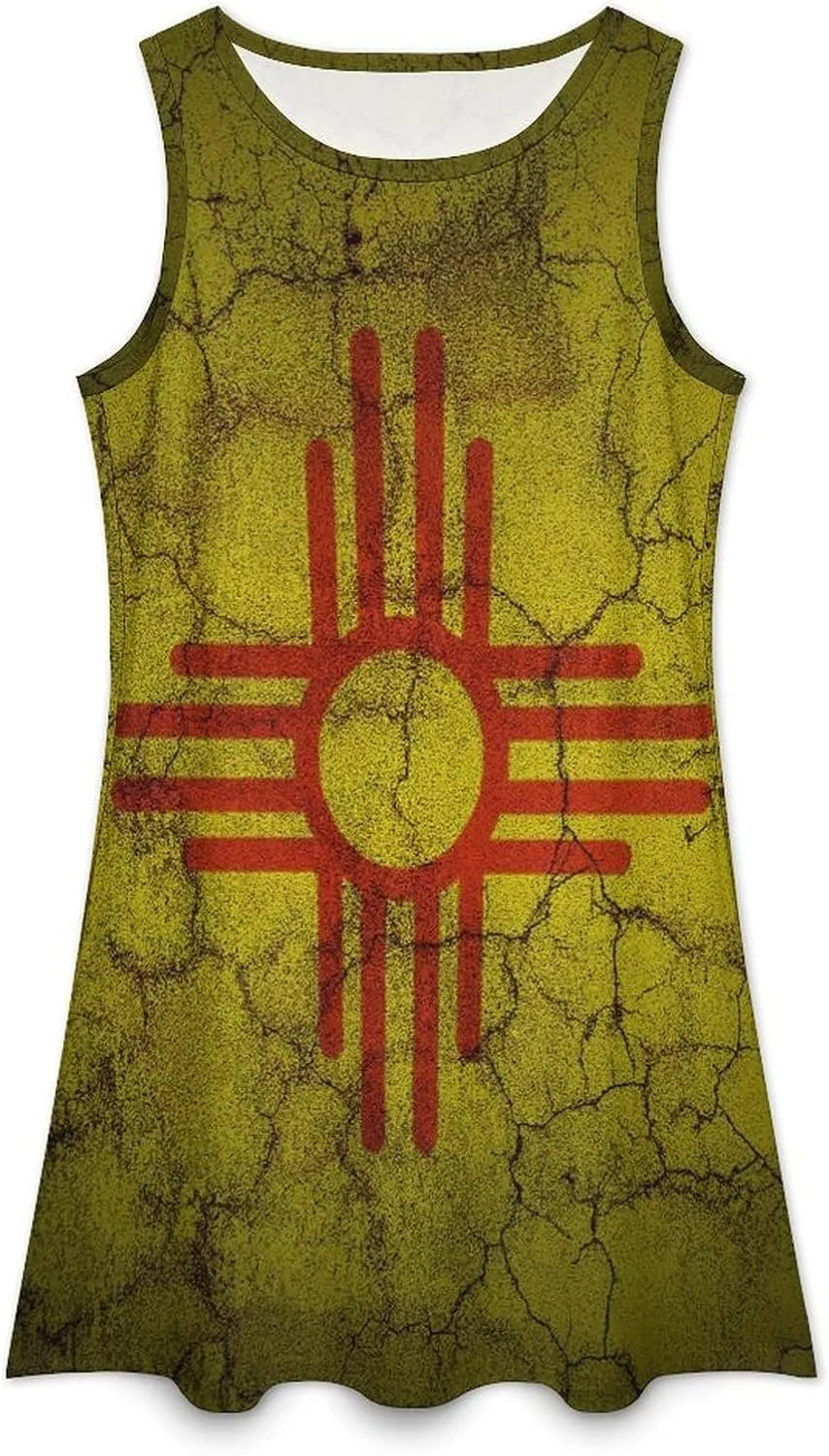 Flag of New Mexico Women's Summer Dress Sleeveless Casual Loose Beach Vacation Tank Sundress