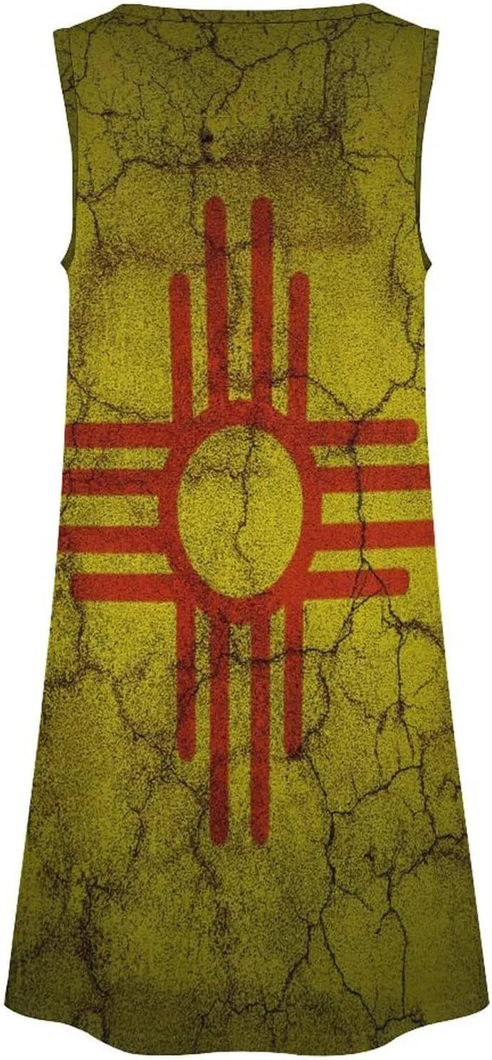 Flag of New Mexico Women's Summer Dress Sleeveless Casual Loose Beach Vacation Tank Sundress