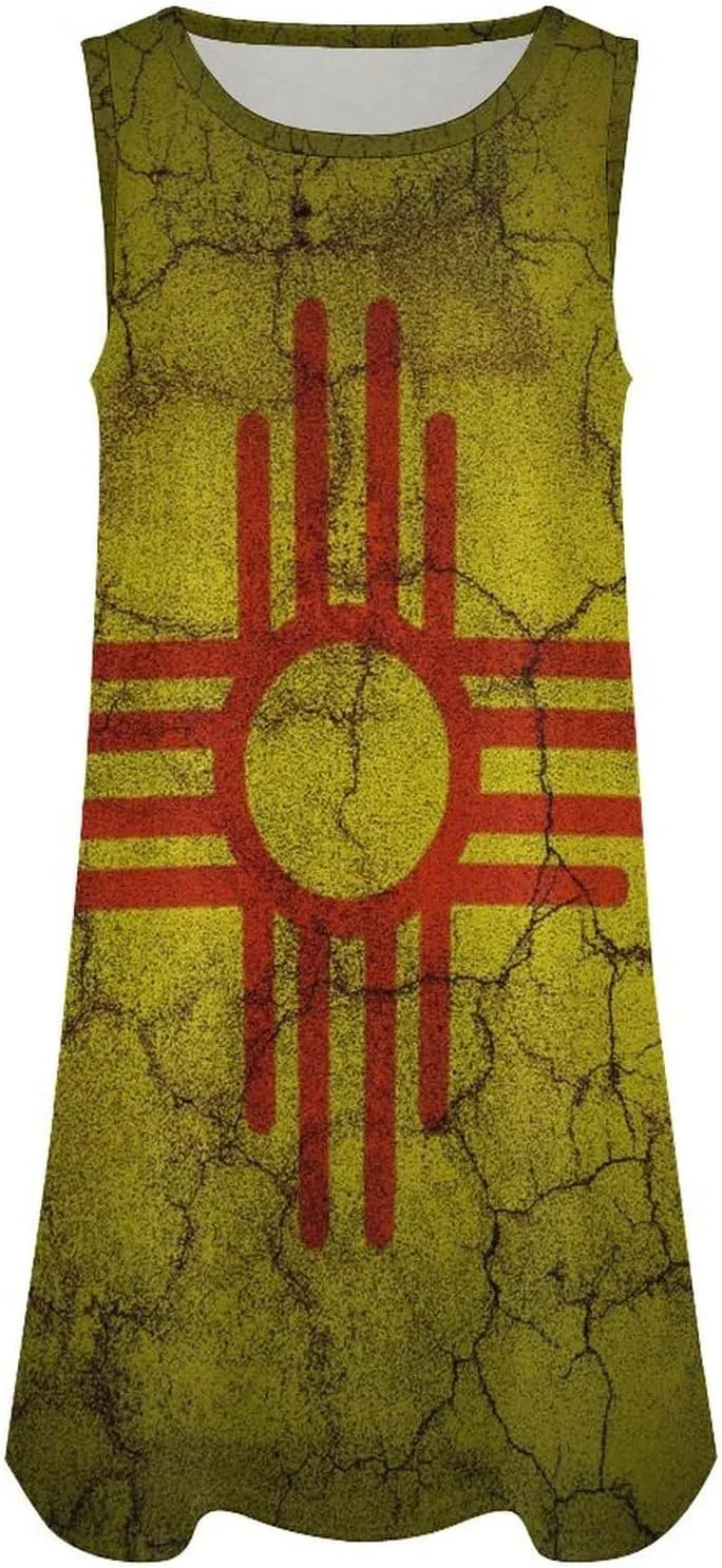 Flag of New Mexico Women's Summer Dress Sleeveless Casual Loose Beach Vacation Tank Sundress