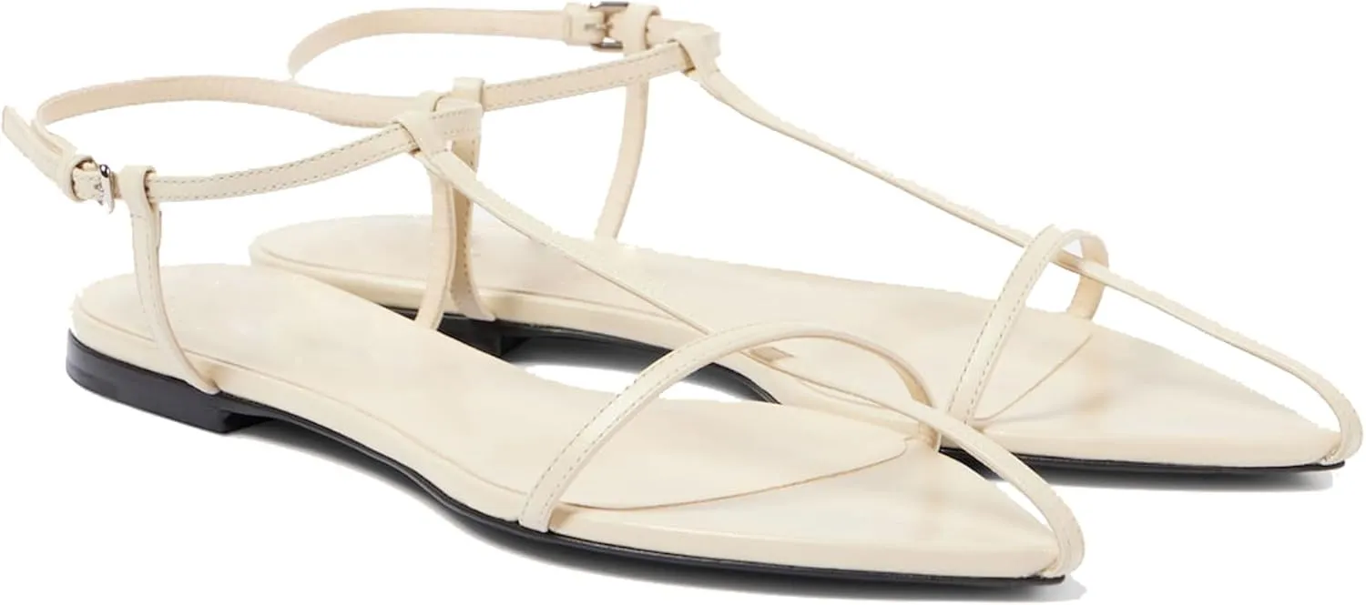 Flat Sandals for Women with Metal Buckle Ankle Strappy Ladies Fashion Slide Sandals Comfortable Summer Open Toe Women Sandals Dressy.