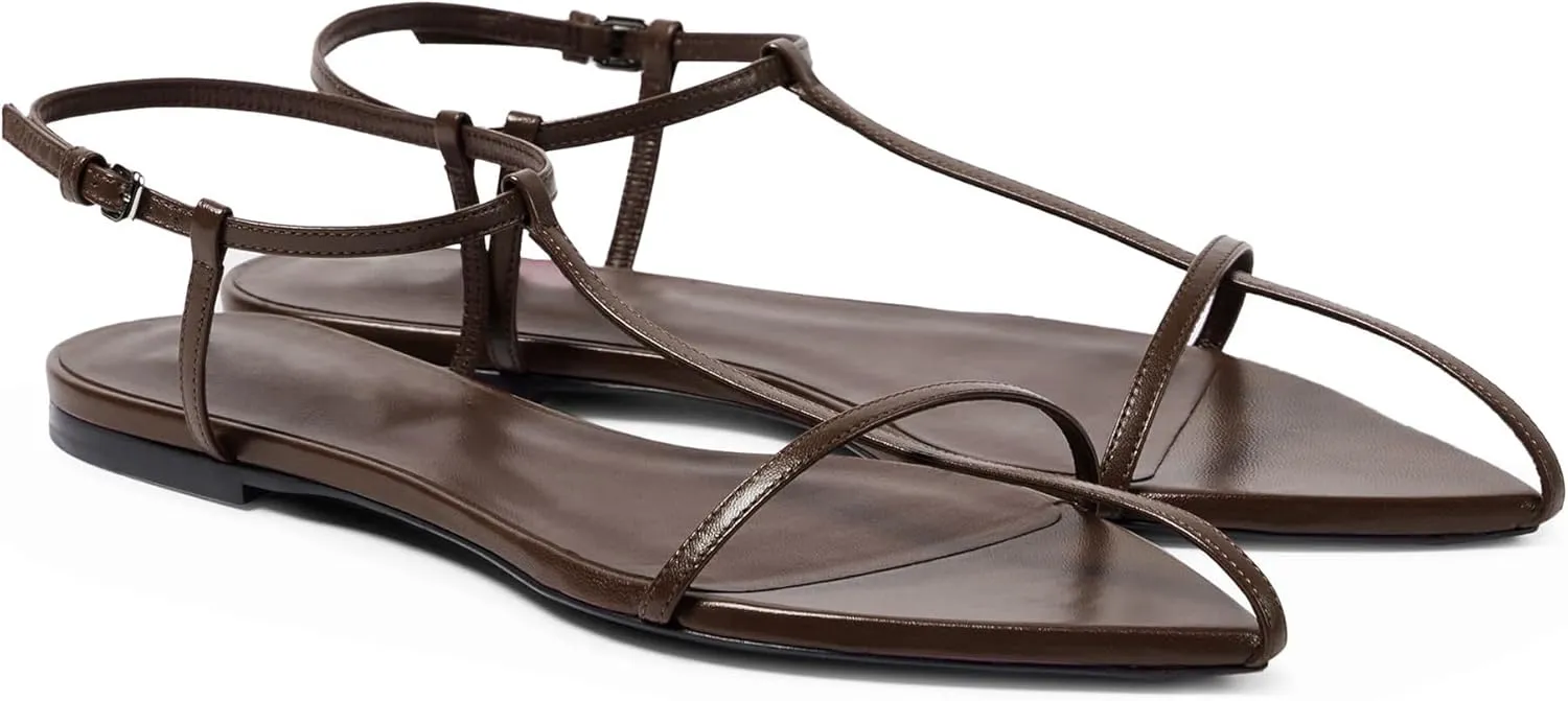 Flat Sandals for Women with Metal Buckle Ankle Strappy Ladies Fashion Slide Sandals Comfortable Summer Open Toe Women Sandals Dressy.