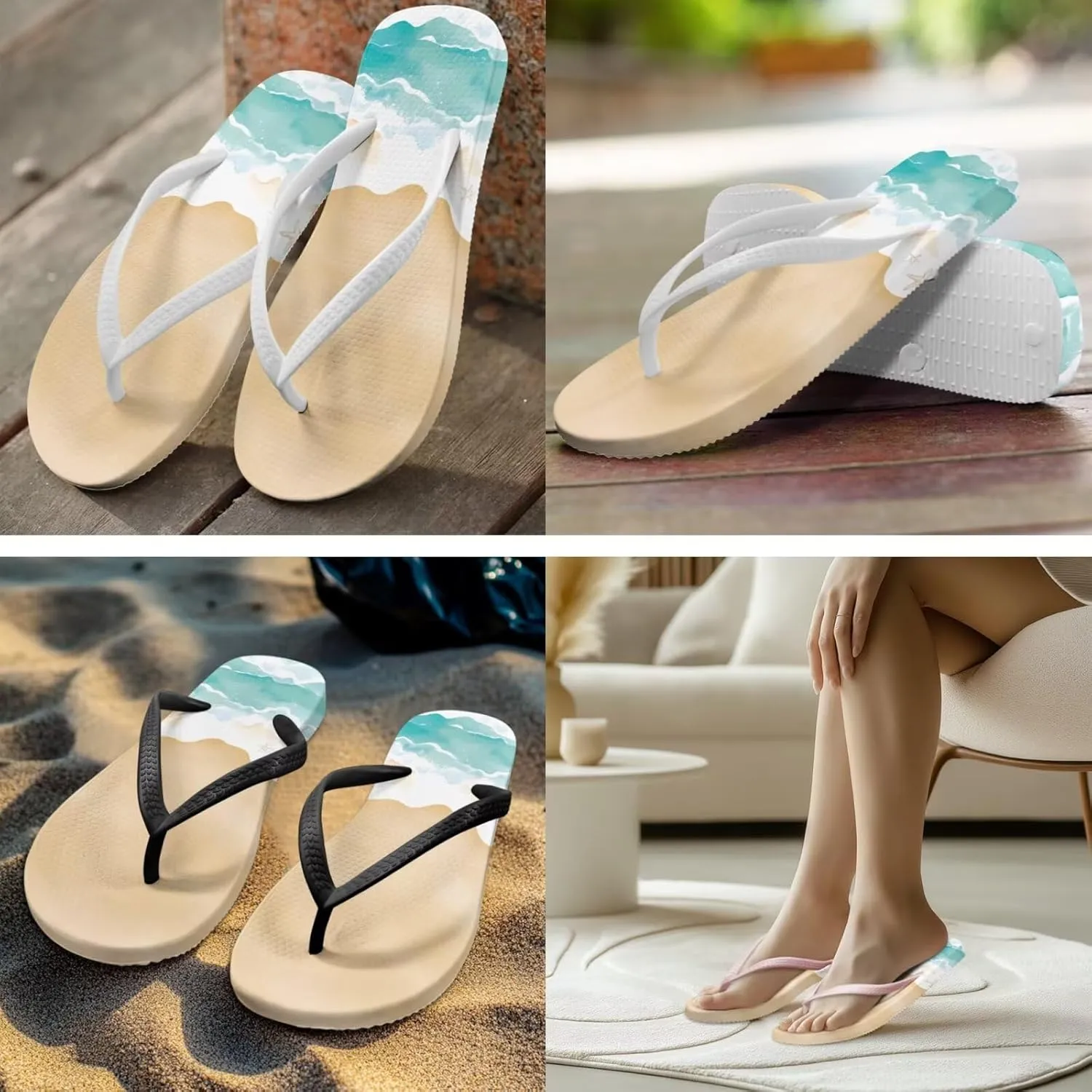 Flip Flops For Women Non-Slip Bathroom Shower Shoes Cushion foam Indoor and Outdoor Sandals Summer Beach Shoes