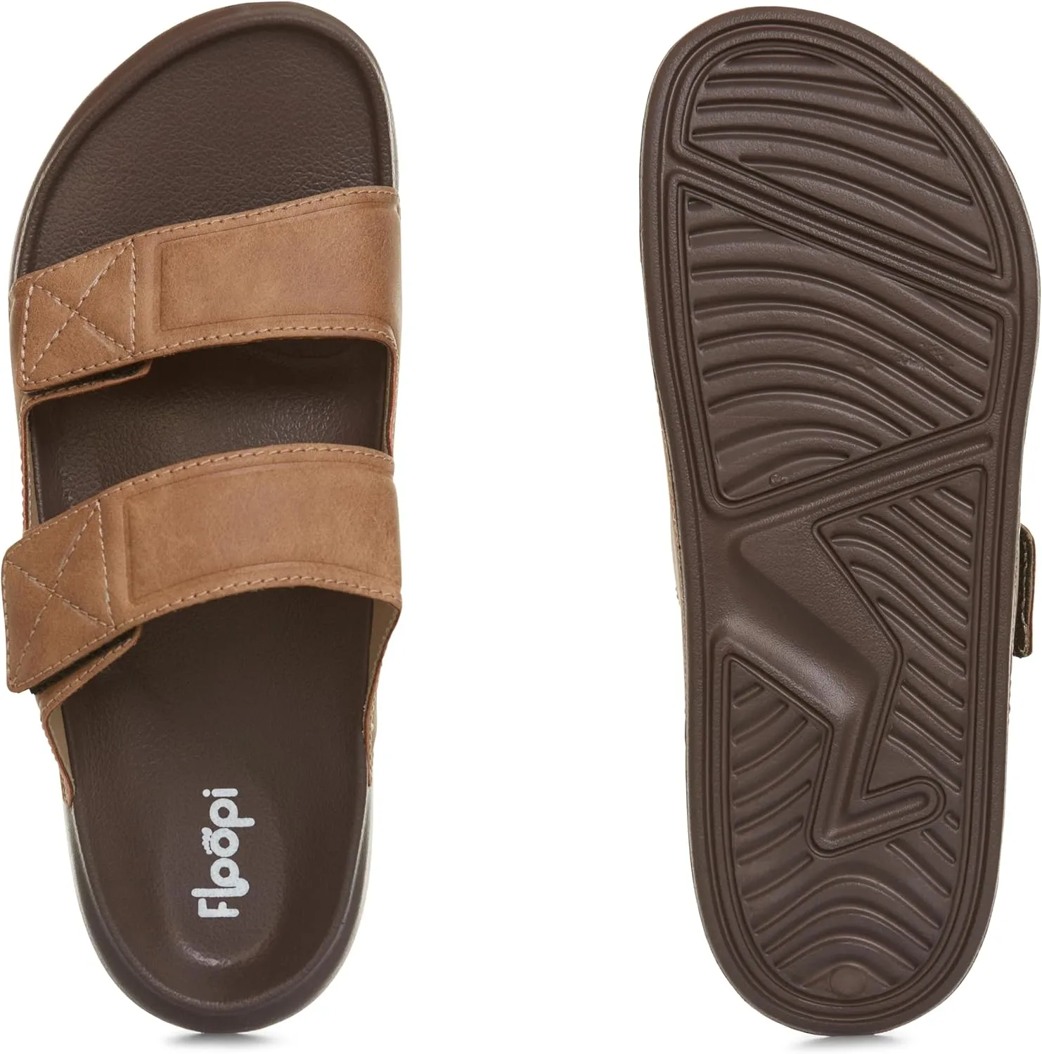 Floopi Flip Flops for Men with Double Straps Men Beach Sandals With Heal and Arch Support Comfort Fit Men Slides with Indoor & Outdoor Anti Skid Soles