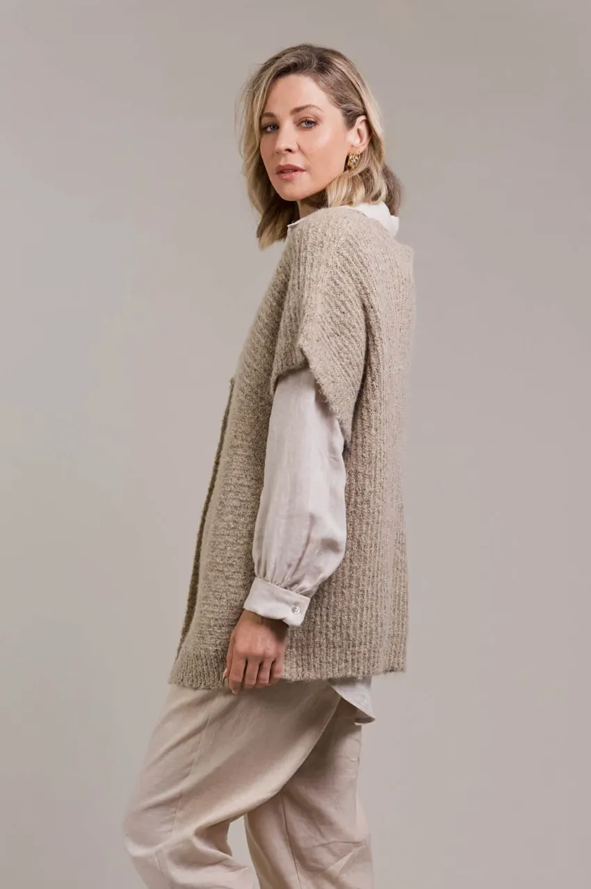 Folie Button Vest - Oat