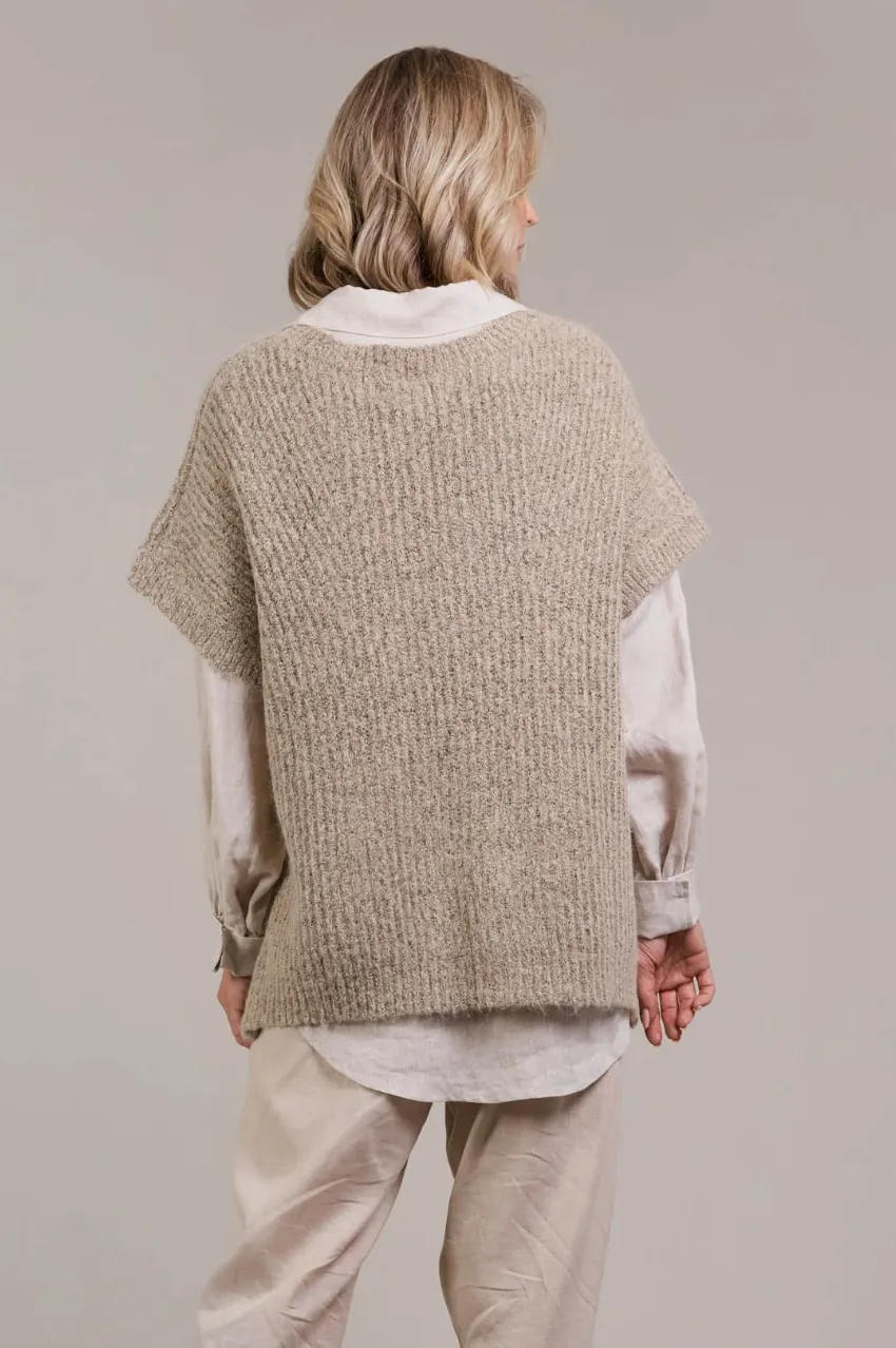 Folie Button Vest - Oat
