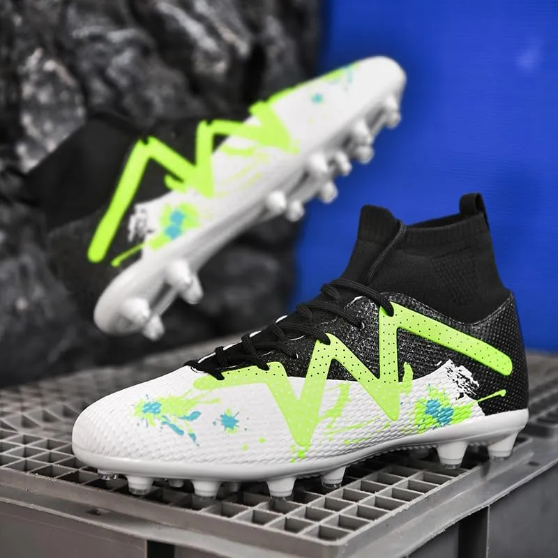 Football Cleats Men, Non-Slip High Top Soccer Shoes Lightweight Shock Resistant Training Boots Sneaker Breathable Professional Turf Shoes Sport Athletic Ground Football Boots Soccer Cleats