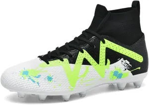 Football Cleats Men, Non-Slip High Top Soccer Shoes Lightweight Shock Resistant Training Boots Sneaker Breathable Professional Turf Shoes Sport Athletic Ground Football Boots Soccer Cleats