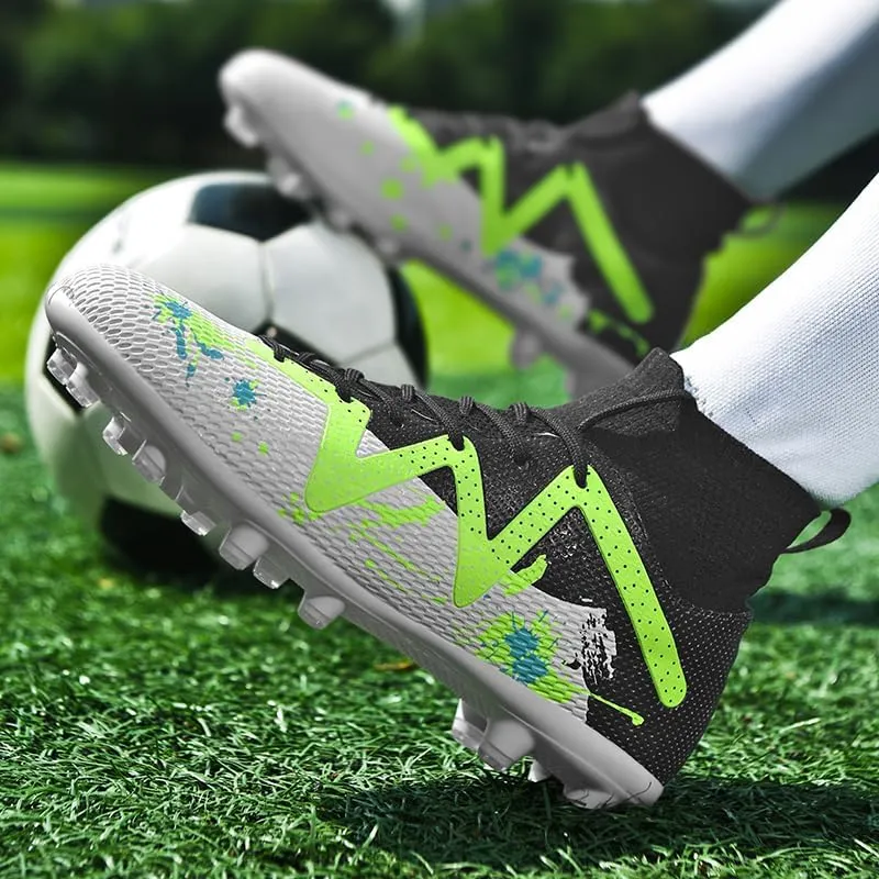 Football Cleats Men, Non-Slip High Top Soccer Shoes Lightweight Shock Resistant Training Boots Sneaker Breathable Professional Turf Shoes Sport Athletic Ground Football Boots Soccer Cleats