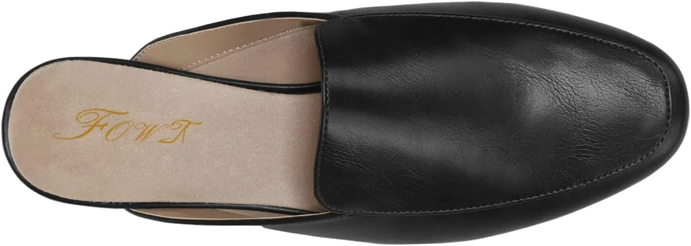 FOWT Comfort Walking Flat Loafers for Women Casual Fashion Round Toe Low Chunky Heels Wide Width Slippers Driver Driving Styles Flats Shoes Size 4-16 US