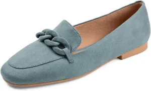FSJ Women Chain Flats Shoes Closed Toe Low Heel Suede Slip On Pumps Comfortable Office Work Fashion Dress Loafers Size 4-15 US