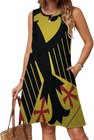 Germany Flag Women's Summer Dress Sleeveless Casual Loose Beach Vacation Tank Sundress