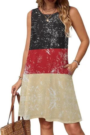 Germany Retro Flag Women's Summer Dress Sleeveless Casual Loose Beach Vacation Tank Sundress
