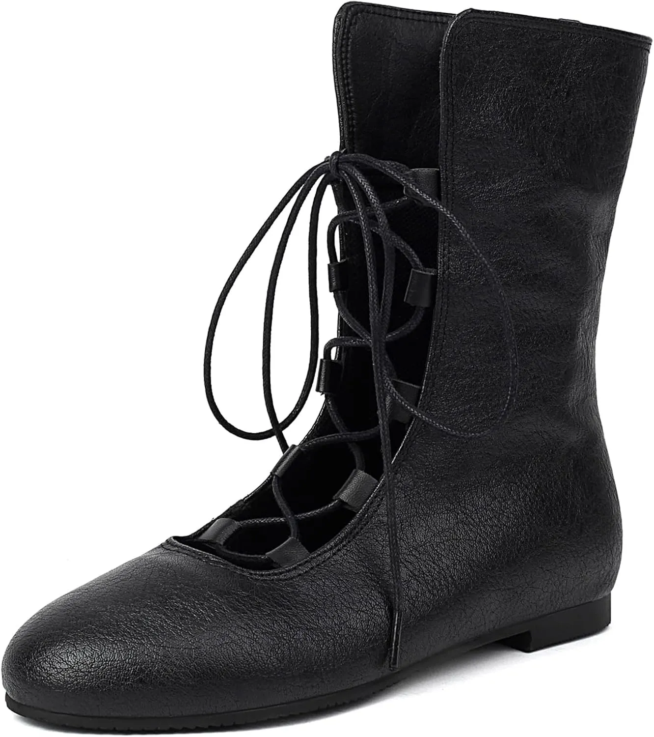 Gicoiz Women Lace Up Comfort Round Toe Vinatge Flats Moccasin Boots