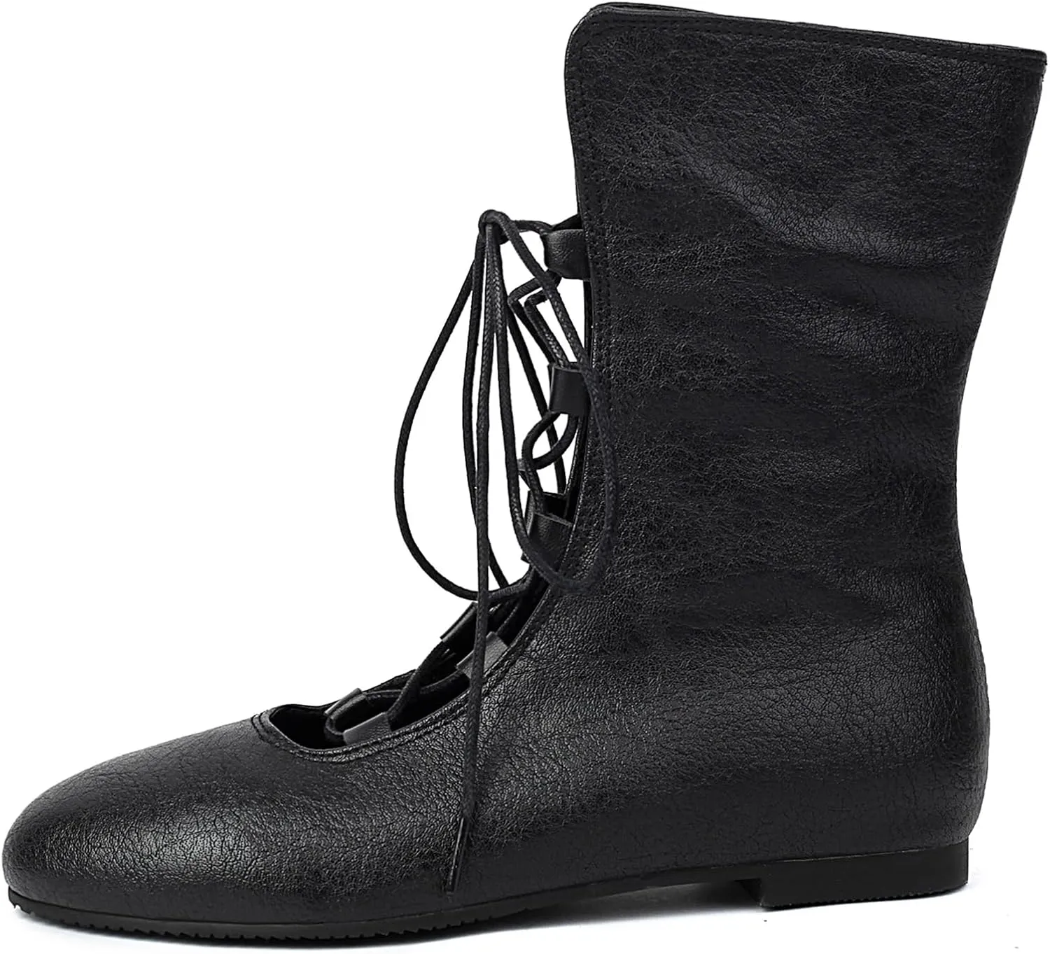 Gicoiz Women Lace Up Comfort Round Toe Vinatge Flats Moccasin Boots