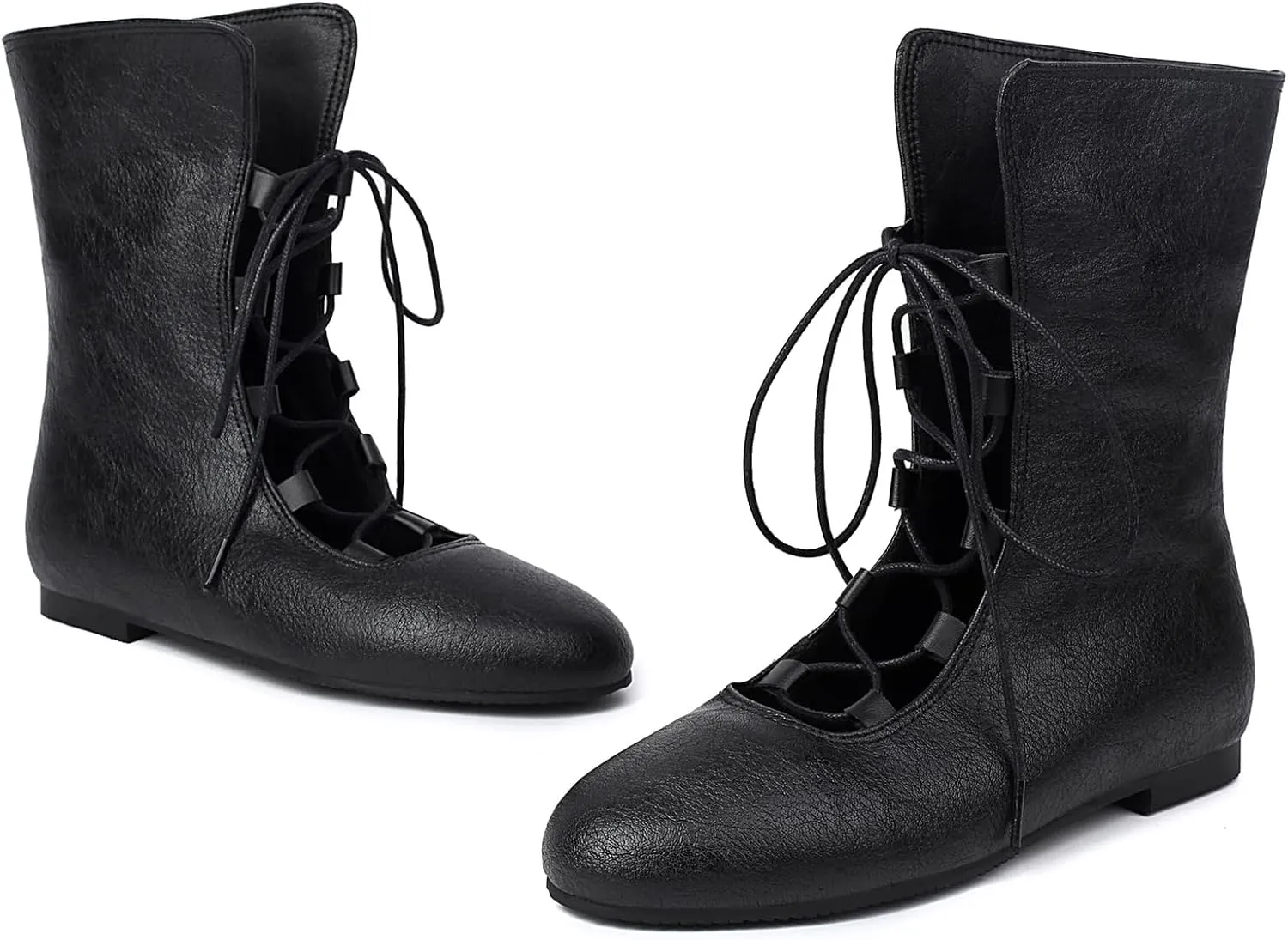 Gicoiz Women Lace Up Comfort Round Toe Vinatge Flats Moccasin Boots