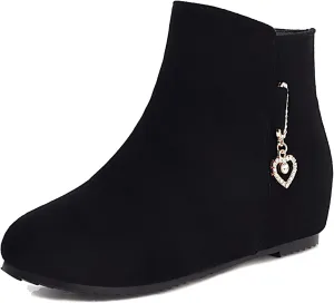 Gicoiz Women Round Toe Comfort Wedge Moccasin Ankle Boots Bows