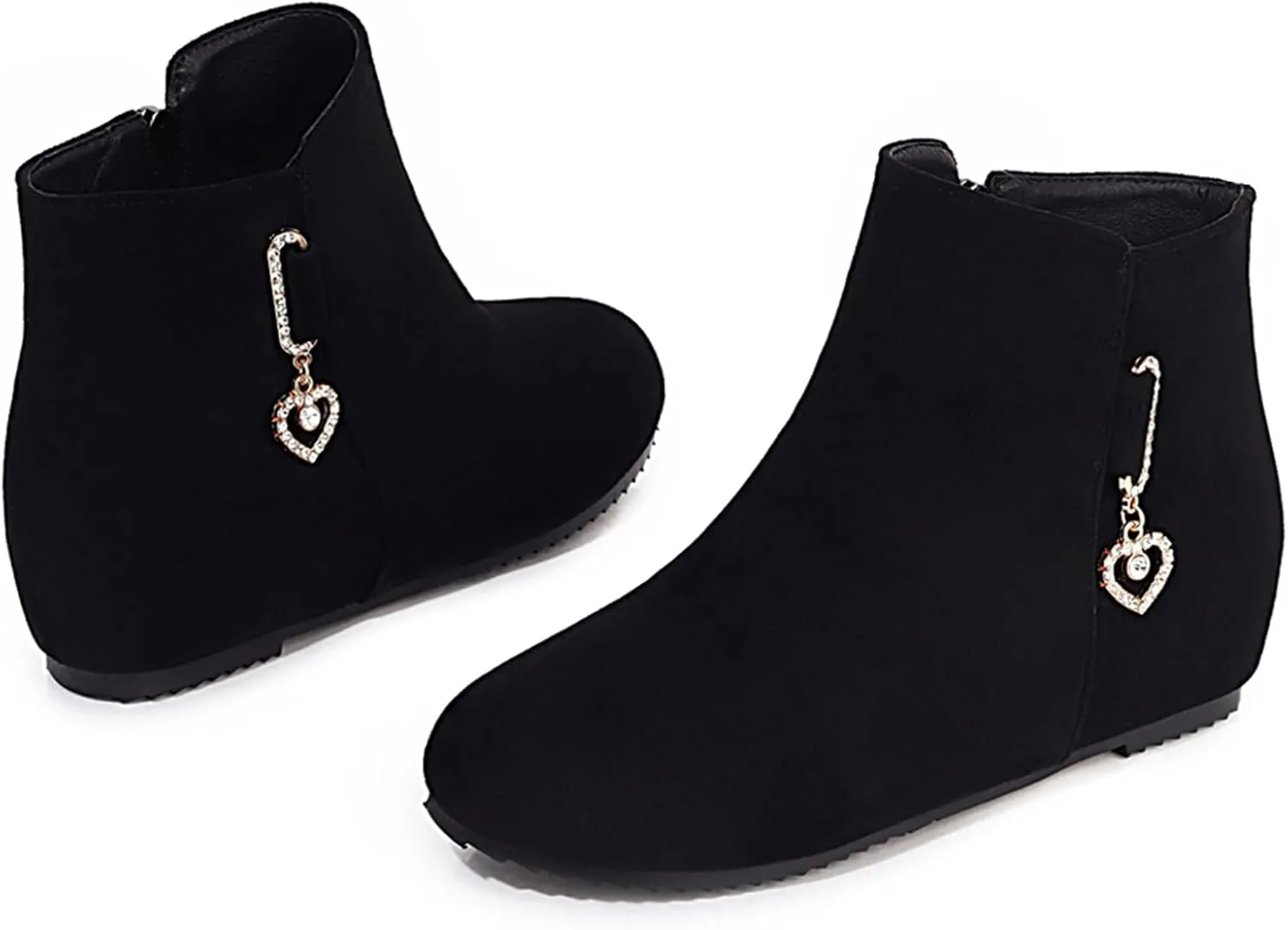 Gicoiz Women Round Toe Comfort Wedge Moccasin Ankle Boots Bows