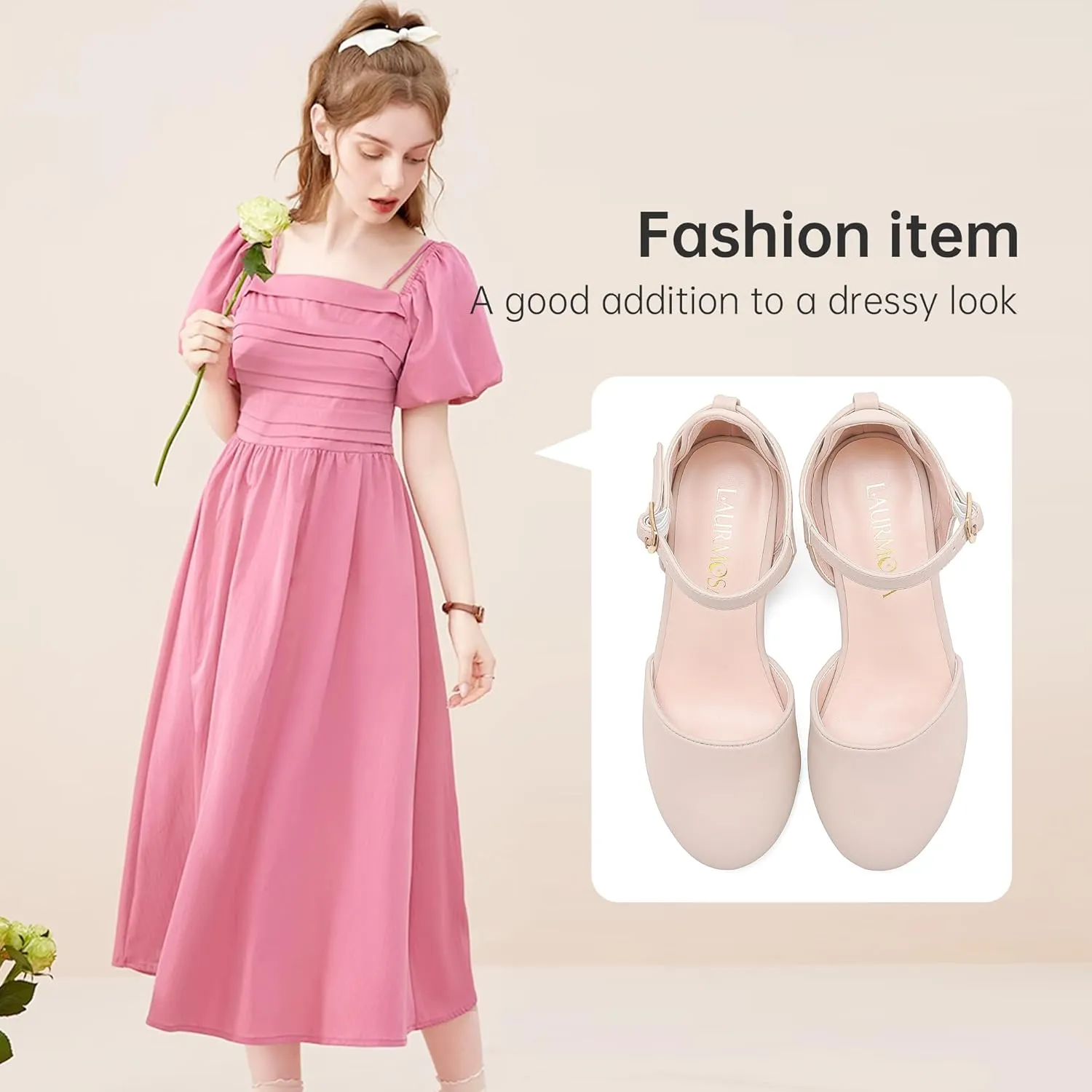 Girls Dress Shoes Closed Toe Chunky High Heels Ankle Strap Wedding Party Pump Shoes