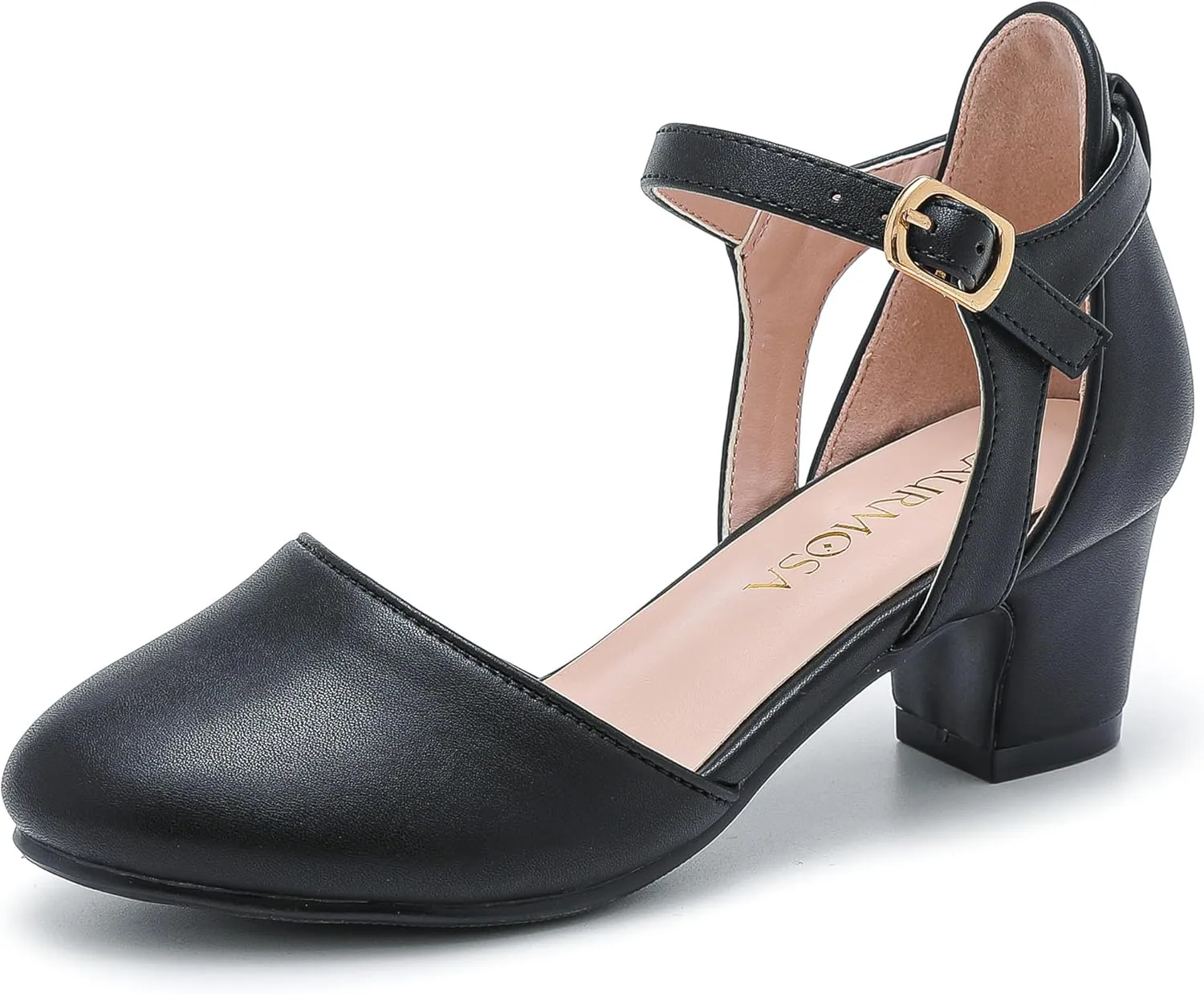 Girls Dress Shoes Closed Toe Chunky High Heels Ankle Strap Wedding Party Pump Shoes