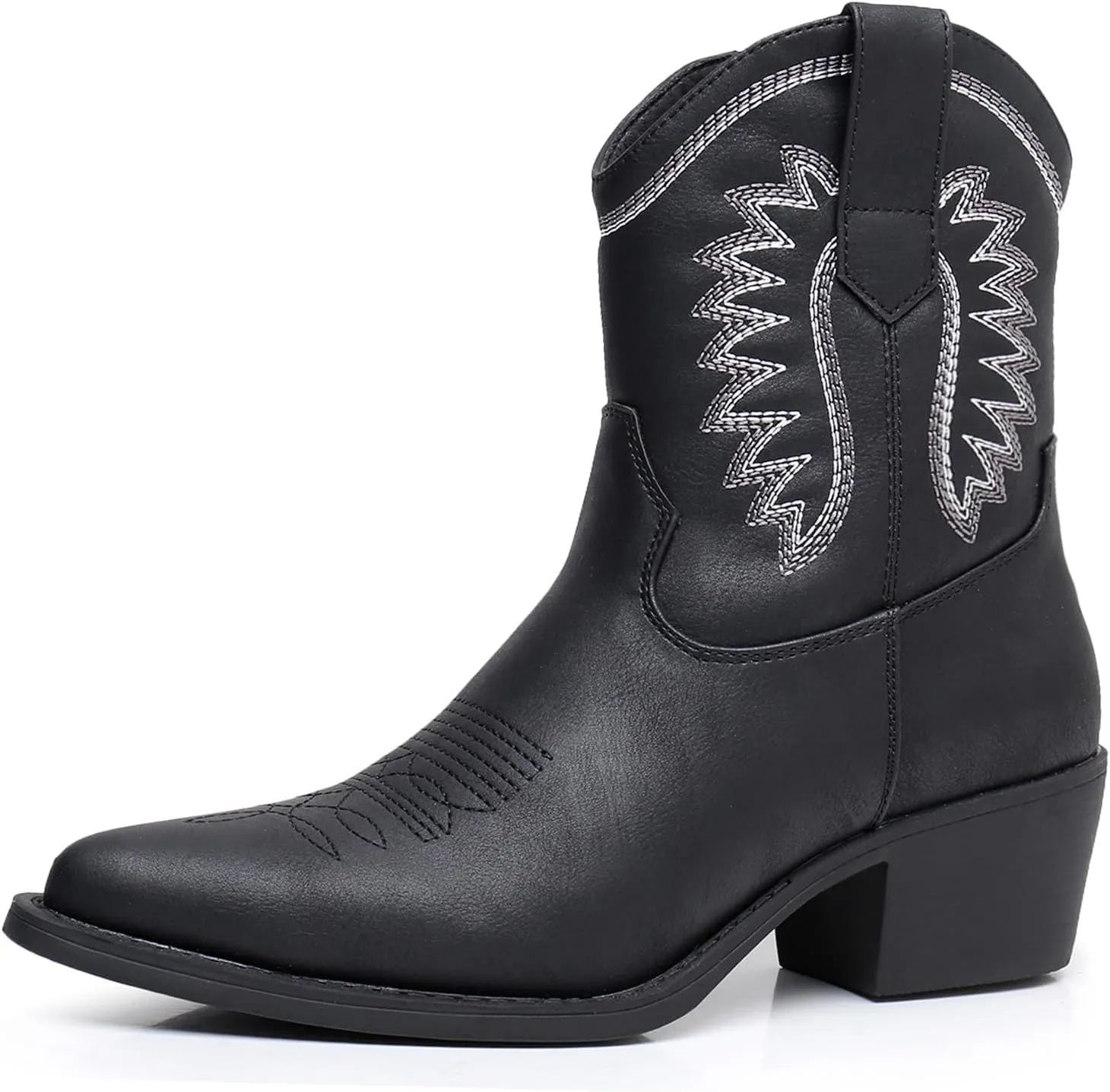 GLOBALWIN Women's Western Charm Cowgirl Boots Mid Calf Comfy Cowboy Boots For Women With Pointed Toe