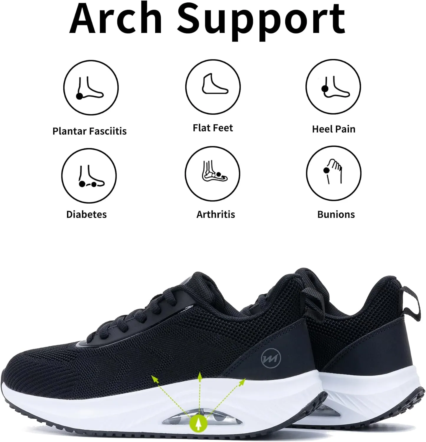 Gyeice Women's Air Arch Support Walking Shoes Tennis Fashion Sneakers Comfortable Orthotic Shoes for Plantar Fasciitis US 5.5-11