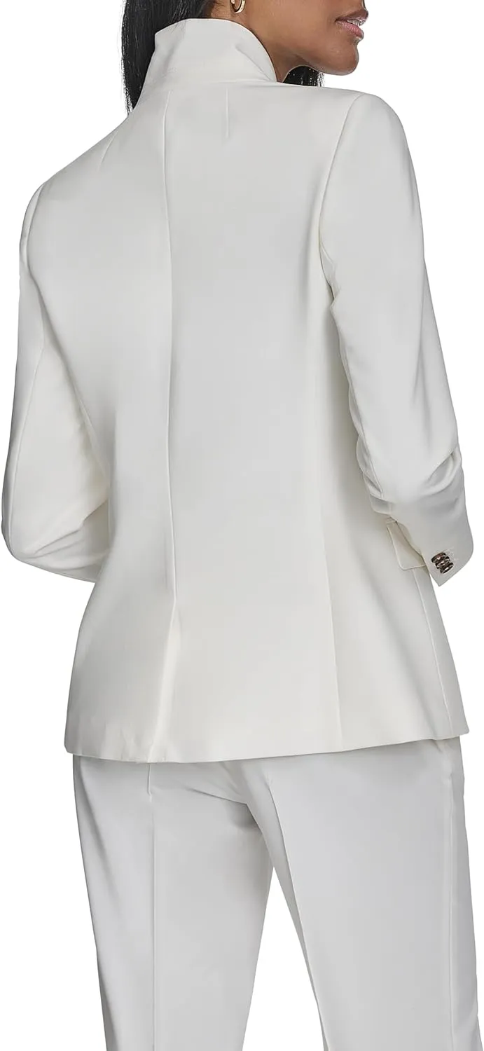 Halston Women's One Button Front Pocket Woven Blazer