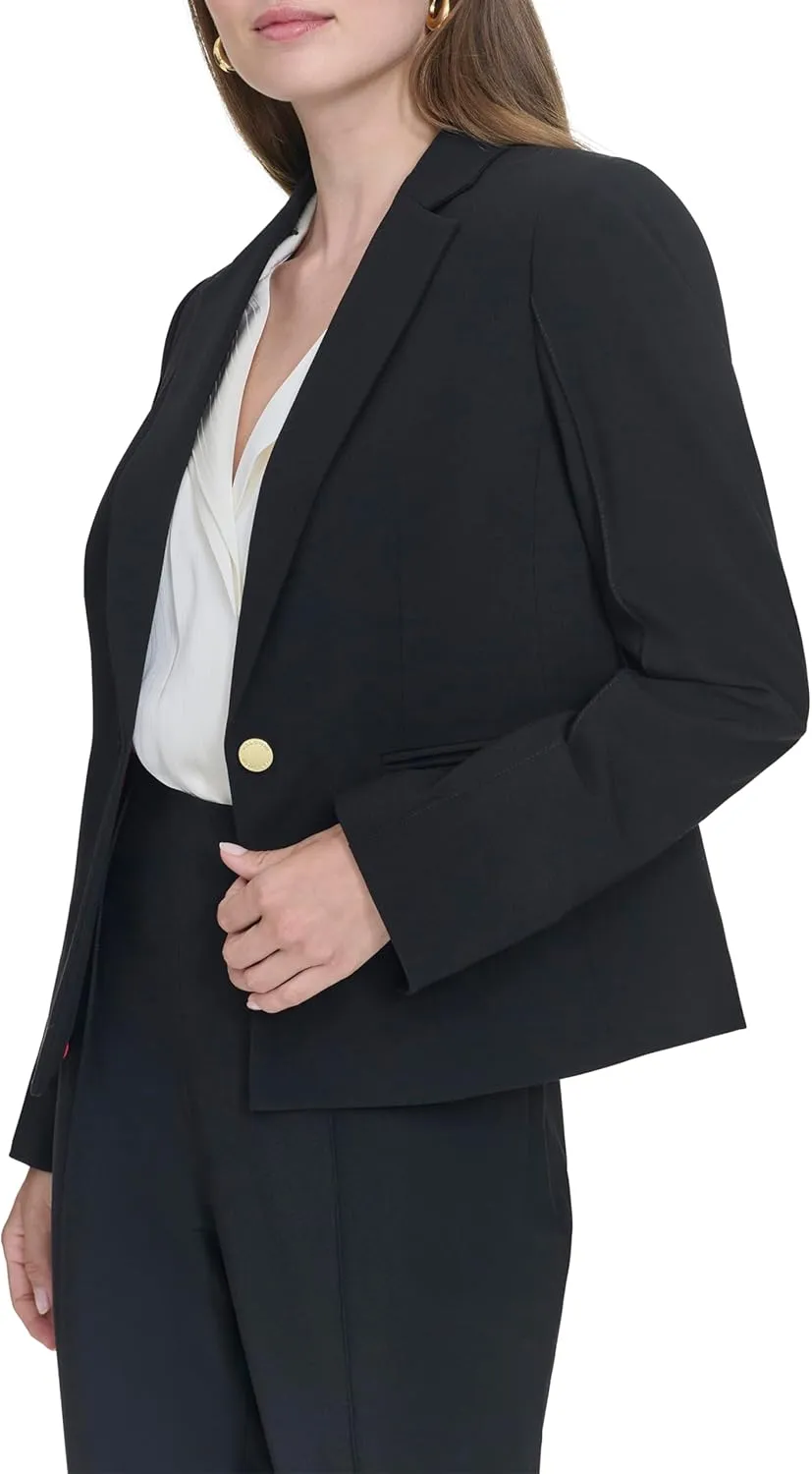Halston Women's One Button Short Office Workwear Blazer