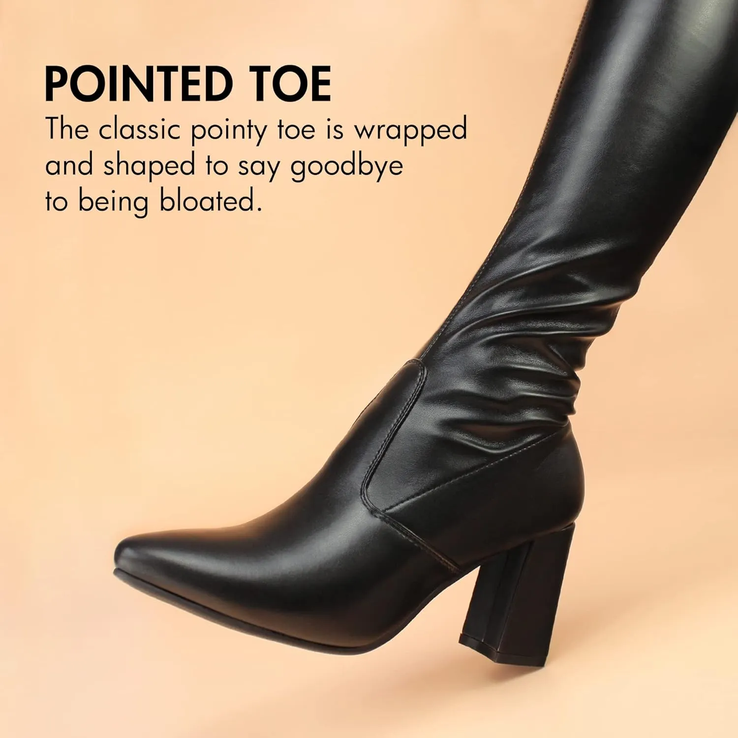 Hawkwell Women's Fall Comfort Thigh High Boots Black Pointy-toe and High-heel Over The Knee Boots